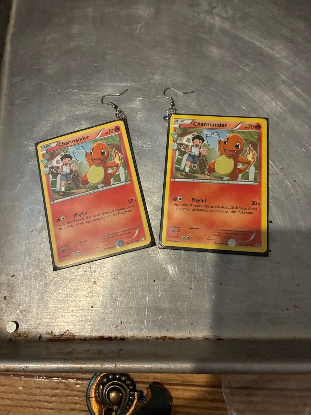 Charmander Pokémon Card Earrings - Orange Kids Jewelry